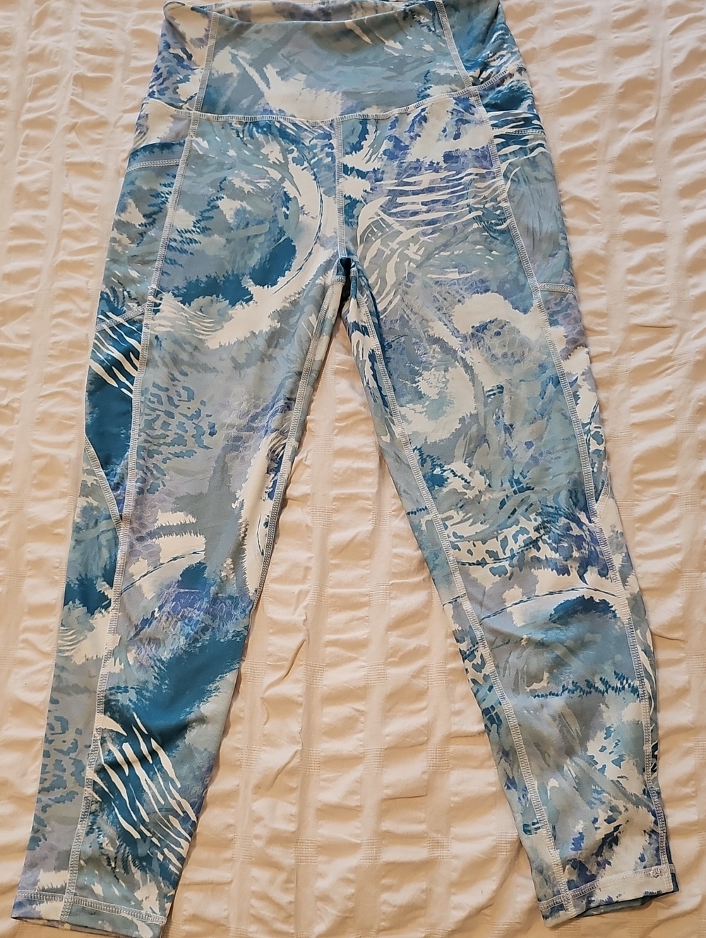 Laundry By Shelli Segal Size S Blue & White Abstract Print Cropped Leggings
